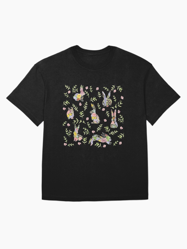 Thumbnail 3 of 7, Oversized T-Shirt, Spring into Spring :: Hopping Watercolor Bunnies In Meadow designed and sold by tinaschofield.