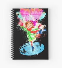 Girl skating ice watercolor painted Spiral Notebook