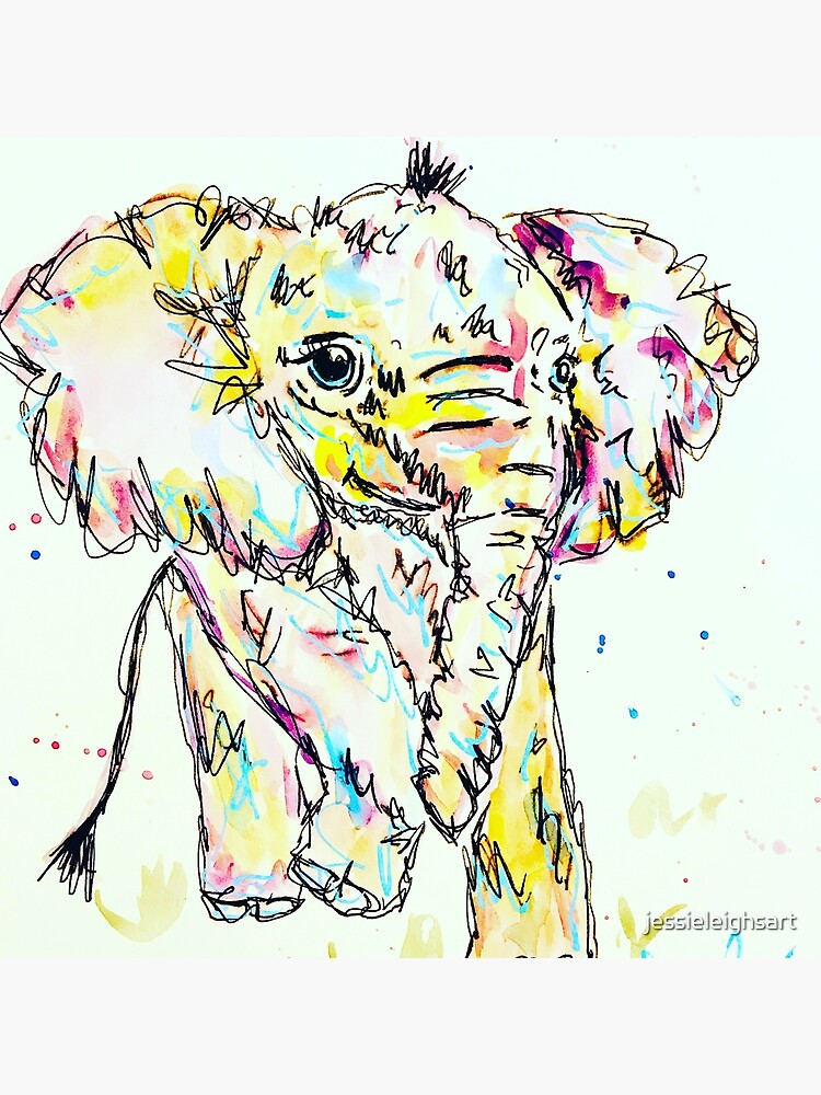 Baby Elephant Walking Postcard By Jessieleighsart Redbubble