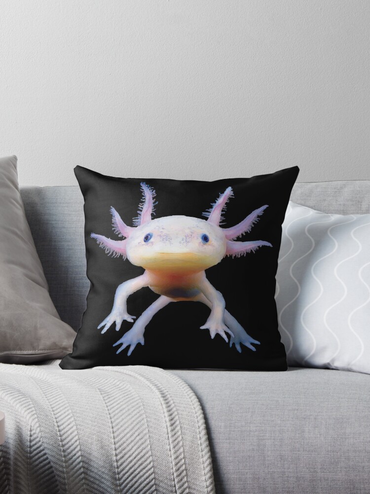 Cute Axolotl Salamander Amphibian Mexican Walking Fish Throw Pillow By Mpdesigns73 Redbubble