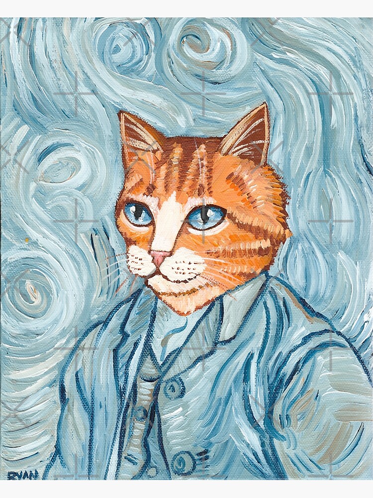 Carte Postale Portrait De Chat Van Gogh Par Kilkennycat Redbubble