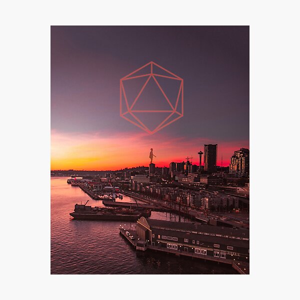 Odesza In Return Icosahedron Seattle Sunset Skyline Photographic Print