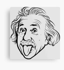 Lienzo metálico Ilustraciones de Albert Einstein Con su famosa foto que muestra la lengua, camisetas, impresiones, pósters, bolsos