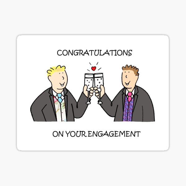 "Gay Male Couple Engagement Congratulations" Sticker for Sale by