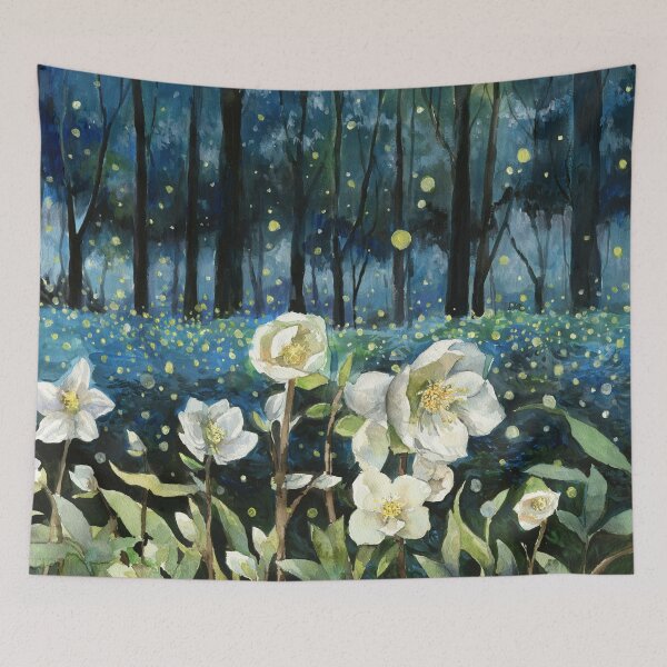Item preview, Fireflies in a Forest, Helleborus niger designed and sold by thefirstgarden.