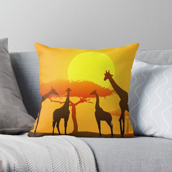 18 x 18 Throw Pillows (2) - Custom Giraffe Pattern - Animal Social