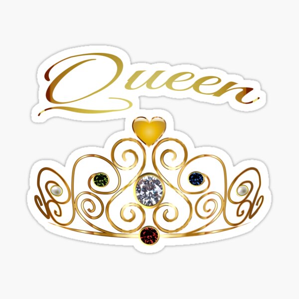 Zeichnung Queen Gold Krone Tiara Edelsteine Perle Prinzessin Sticker