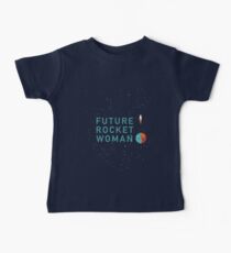 Camiseta para bebés Future Rocket Woman - Texto de Teal para niños