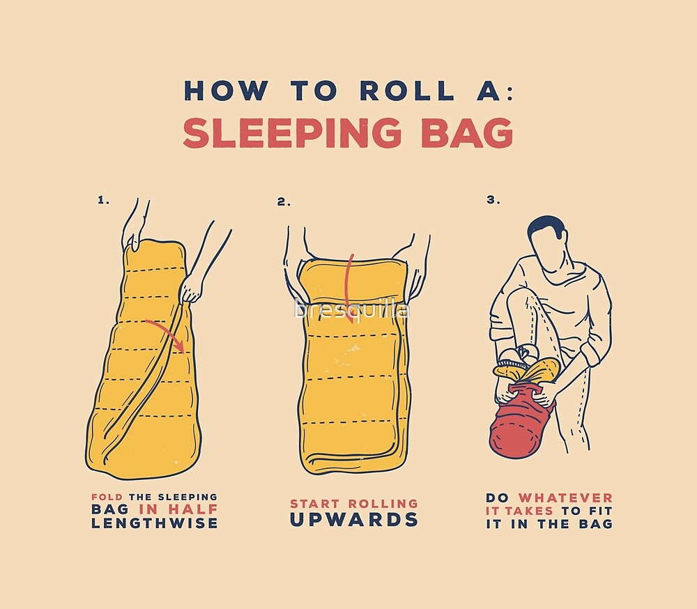"How to roll a sleeping bag" by bresquilla Redbubble
