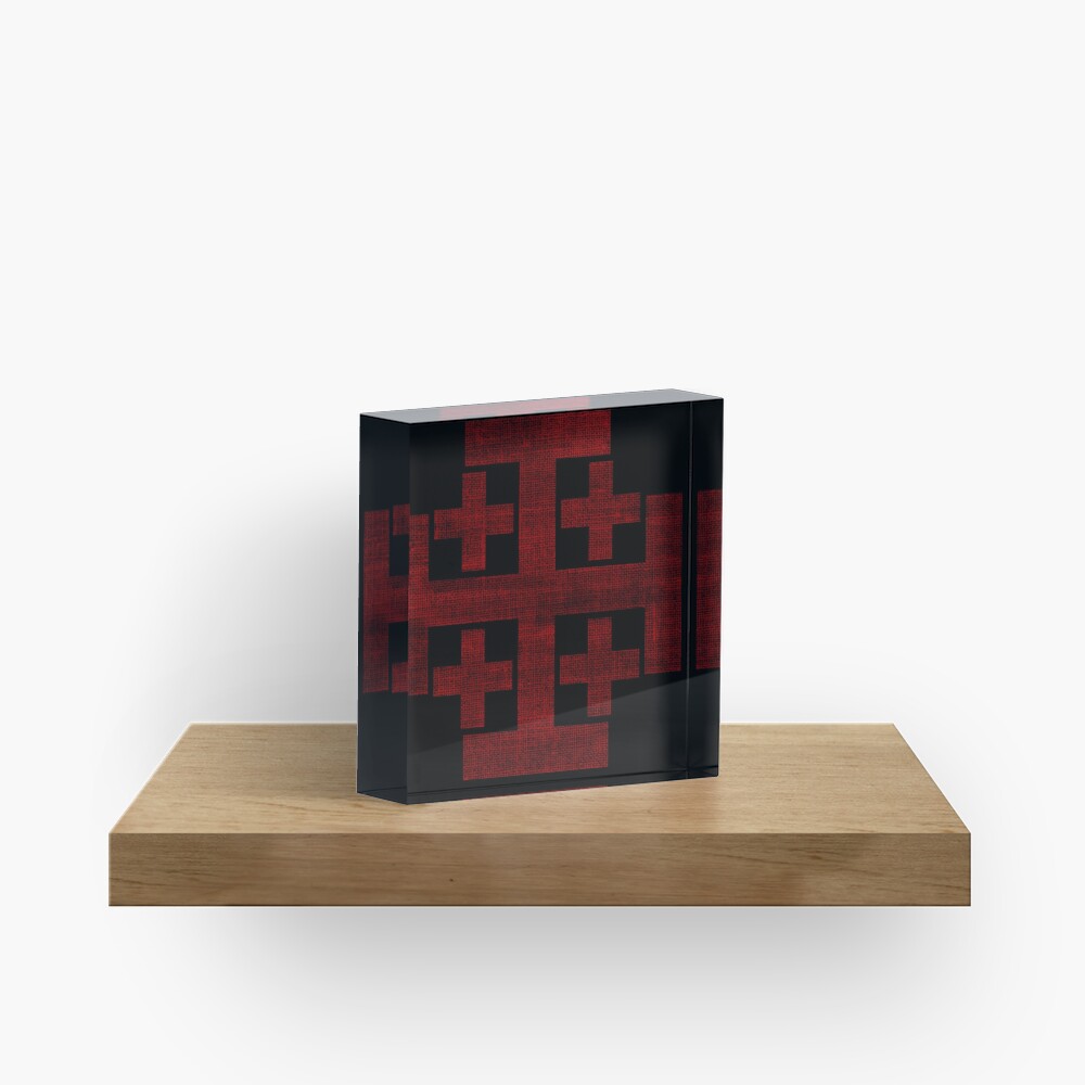 Kingdom of Jerusalem - Red on Black Acrylic Block