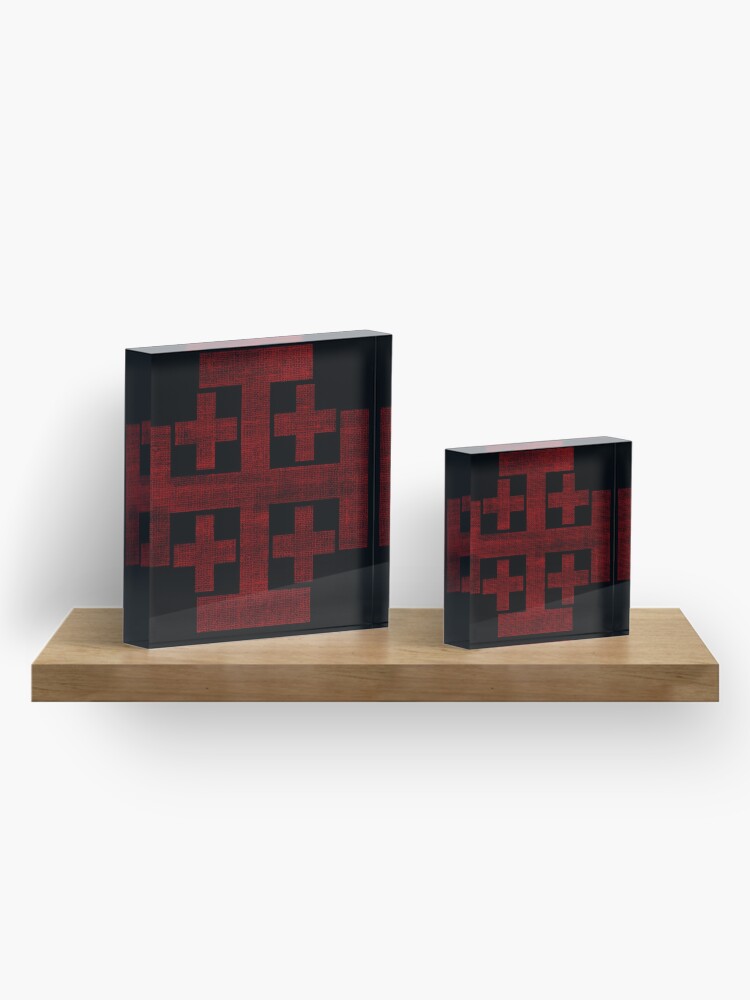 Alternate view of Kingdom of Jerusalem - Red on Black Acrylic Block