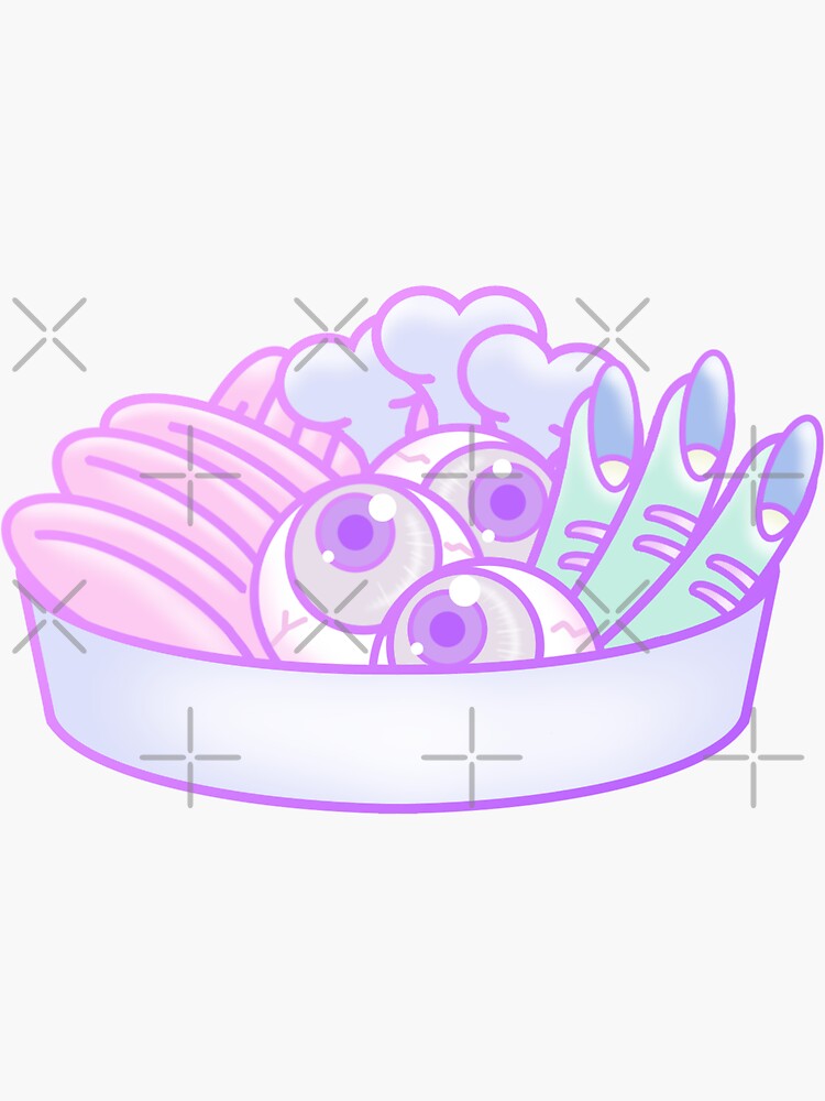 "Creepy Bento Cute Kawaii Pastel Color Sticker Weird Eyeball Finger Bone" Sticker for Sale by