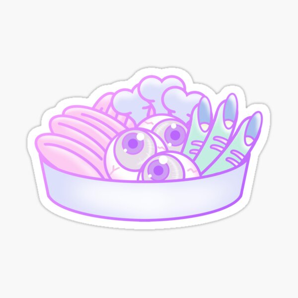 "Creepy Bento Cute Kawaii Pastel Color Sticker Weird Eyeball Finger Bone" Sticker for Sale by