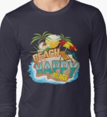 The Beach Is My Happy Place Art | Cool Nature Lover Gift Long Sleeve T-Shirt