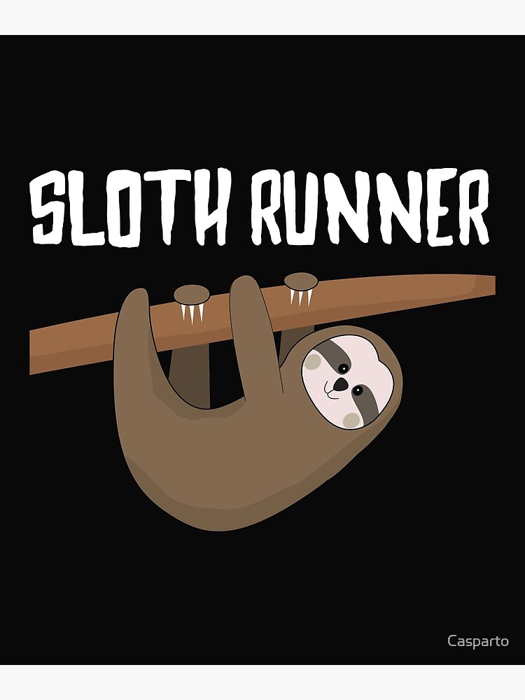 Sloth Marathon Runner Triathlon Cute Poster By Casparto Redbubble