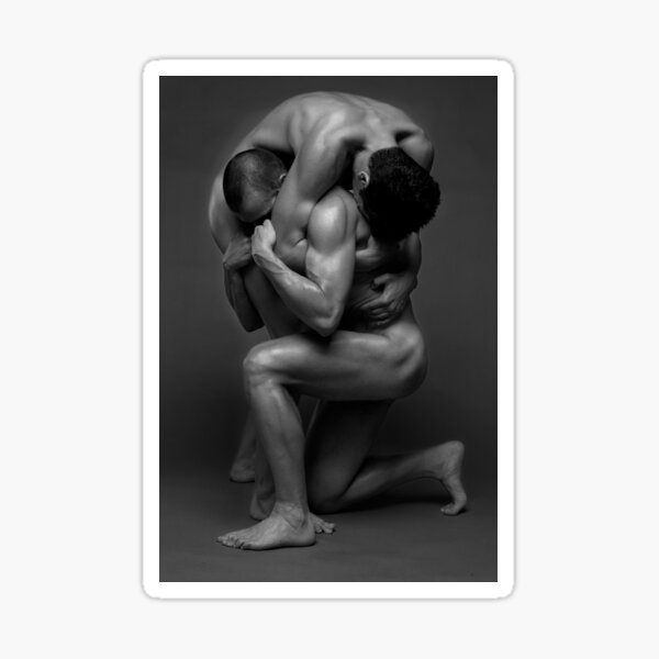 Two muscled men fine art Sticker