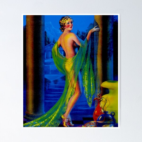Item preview, FLAPPER : Vintage Exotic Greek Scene Pinup Print designed and sold by posterbobs.