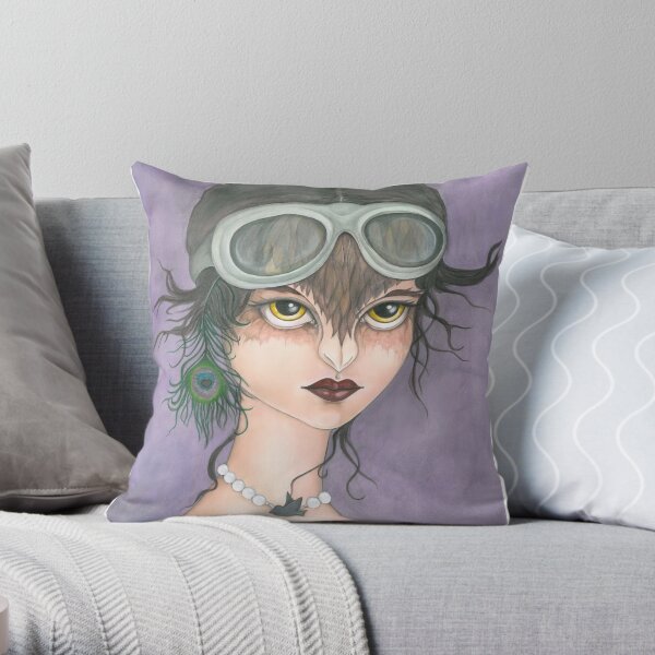 Bird Girl Throw Pillow