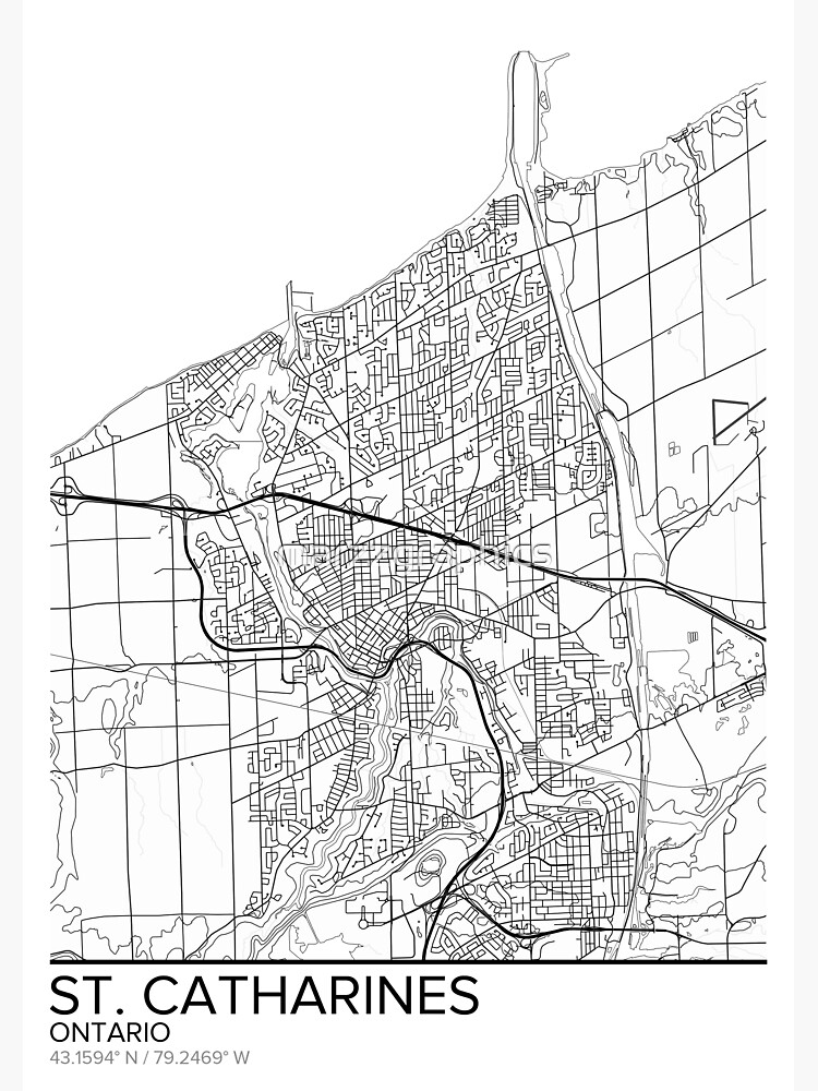 "St. Catharines map poster print wall art, Ontario gift printable, Home