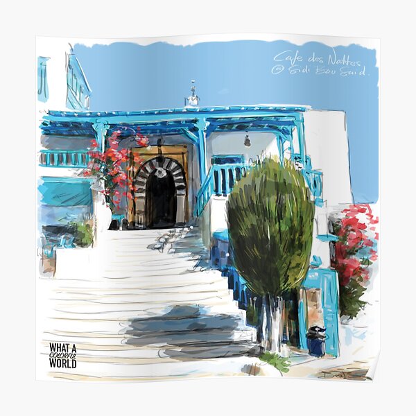 Les marches du Café des Nattes, T-shirt, Posters et Cadeaux Tunisie Poster