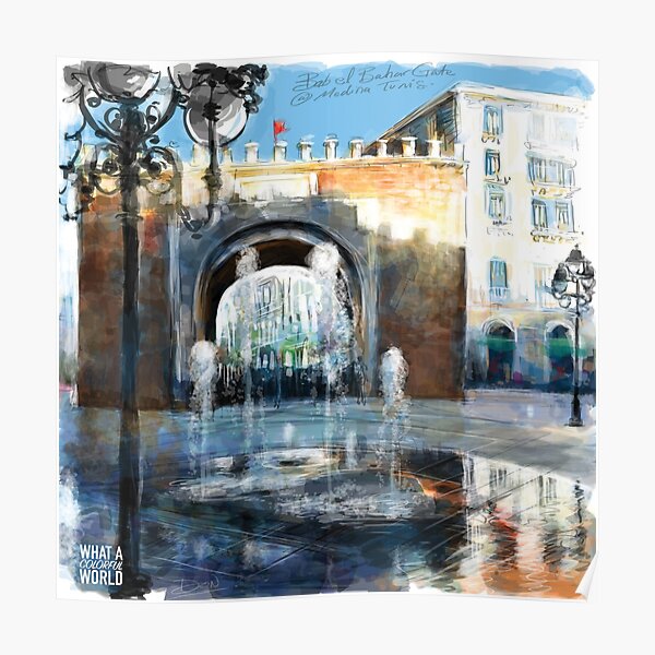Porte Bab Al-Bahar, T-shirt, Affiches et Cadeaux Tunisie Poster