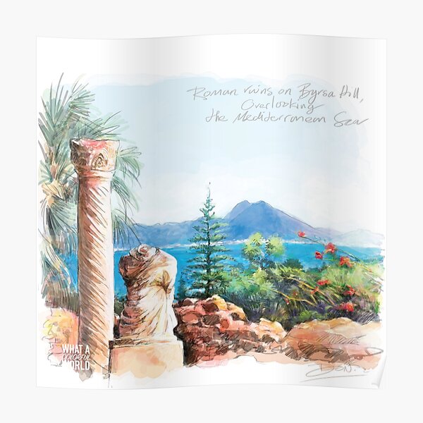 Les ruines romaines sur la colline de Byrsa, Tunisie T-shirt, affiches et cadeaux Poster