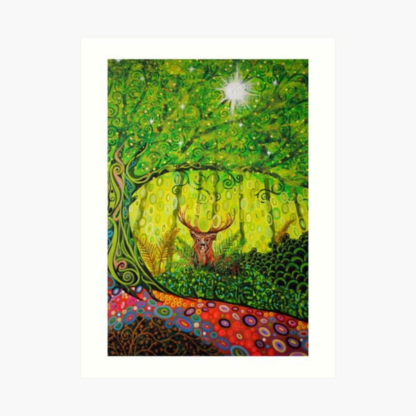 Stag with Tree of Life Art Print