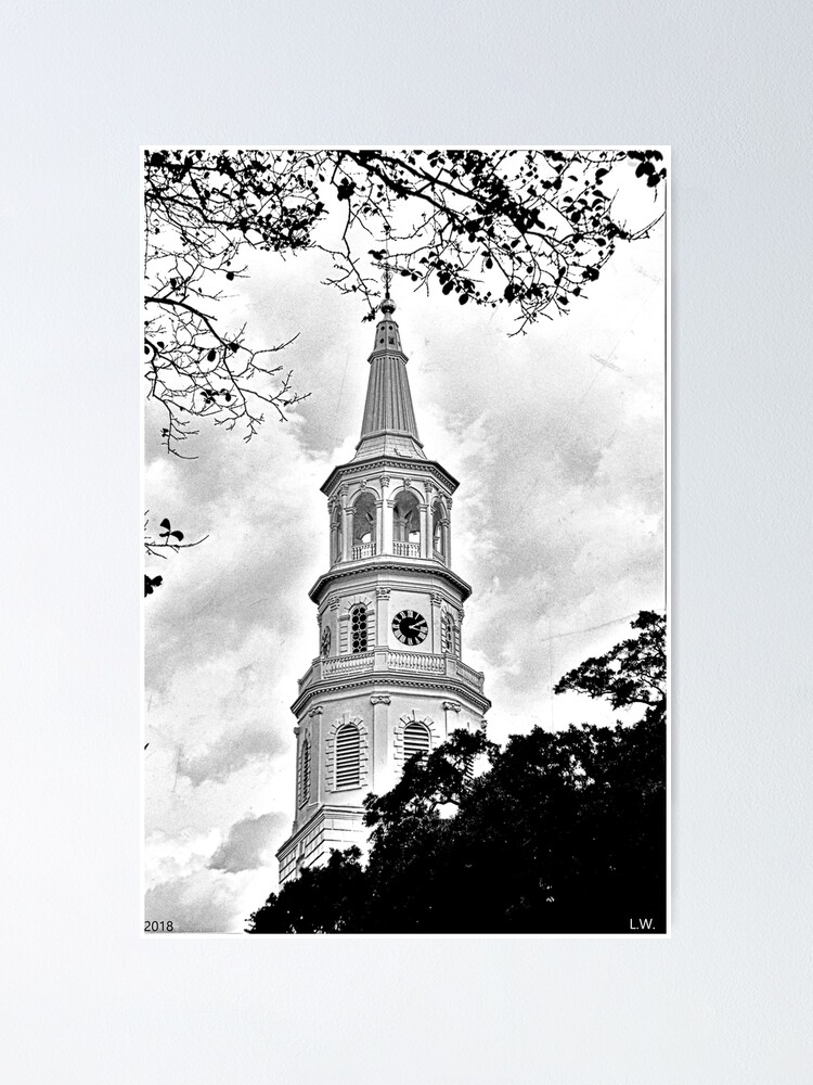 Saint Michaels Church Black & White Wall Art. Charleston Black And White Pictures fashion | Charleston Office Art