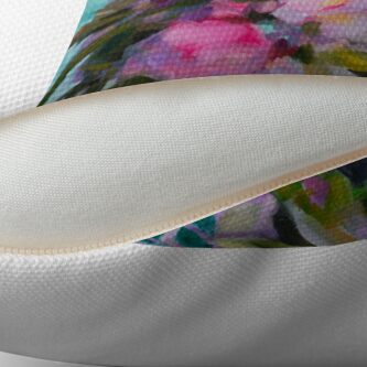 Coussin ''Bouquet de fleurs sur fond turquoise' : autre vue