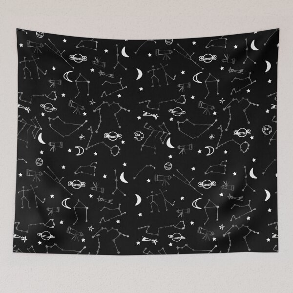 Artikelvorschau, Astrologiemuster schwarz #homedecor entworfen und verkauft von susycosta.