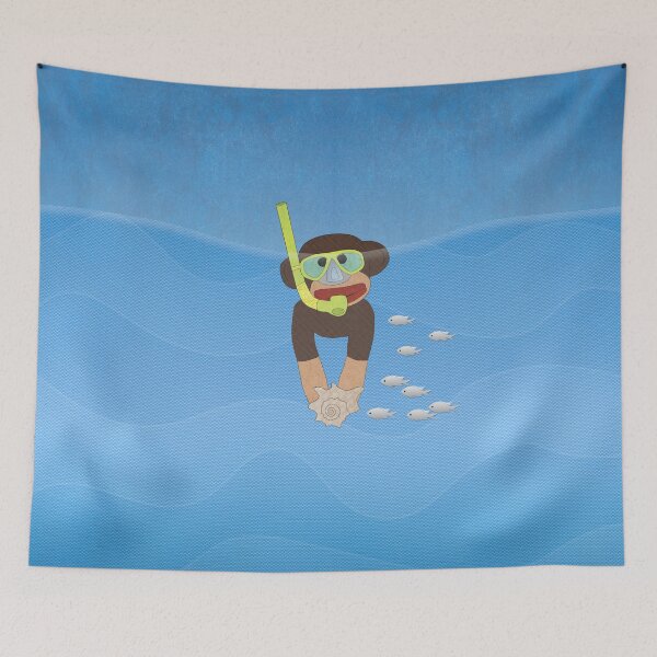 Item preview, Sock Monkey Snorkeling designed and sold by Janet Carlson.