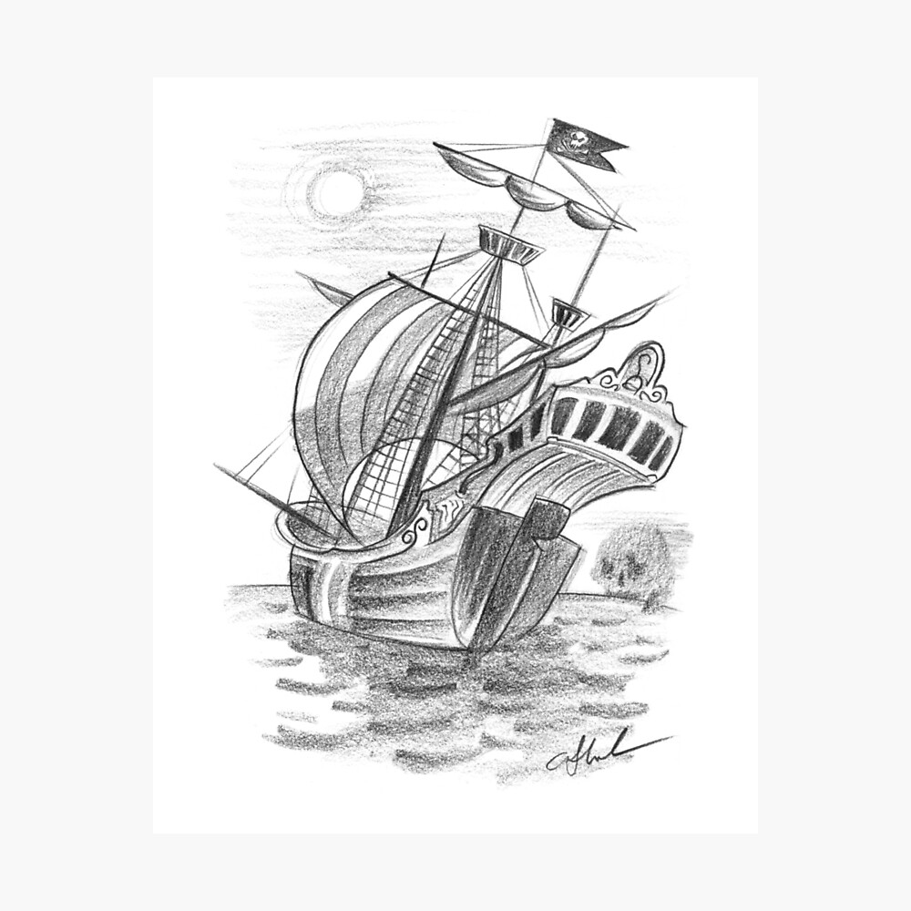 Pirate Ship Drawing by Tanya Crum  Fine Art America