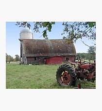Old Tractor and Barn Photographic Print
