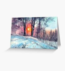 Winter Woodland In The Sun Greeting Card