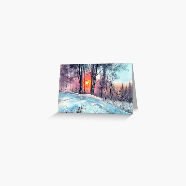 Winter Woodland In The Sun Greeting Card
