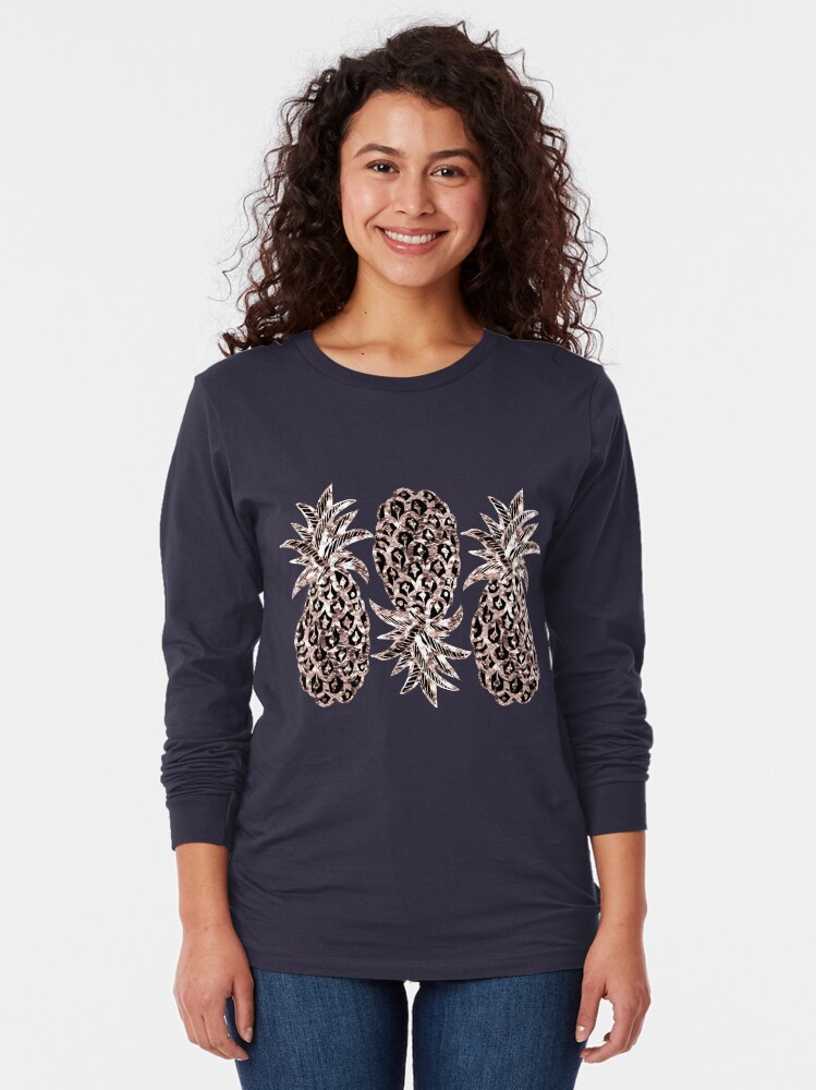 Alternate view of Rose Gold Sparkle Pineapple Long Sleeve T-Shirt