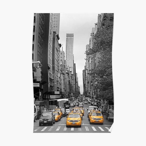New York Yellow Taxis On Manhattan Streets Poster