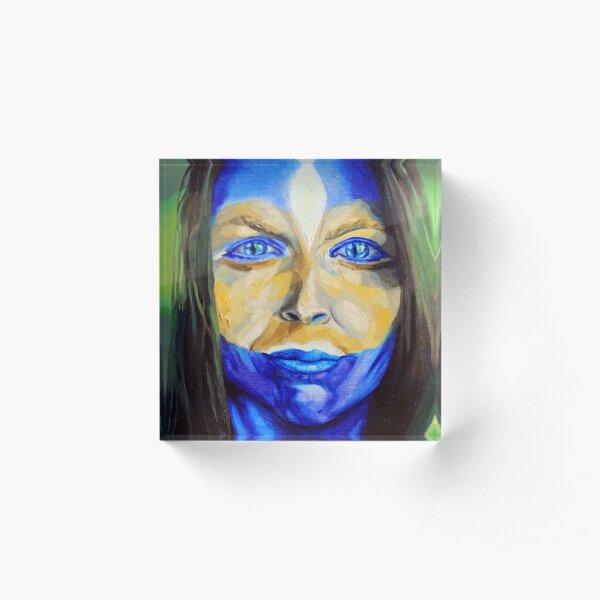 Blue Download (self portrait) Acrylic Block