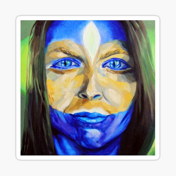 Blue Download (self portrait) Sticker