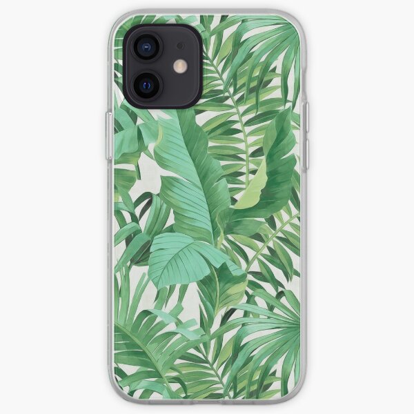 Green tropical leaves II iPhone Soft Case