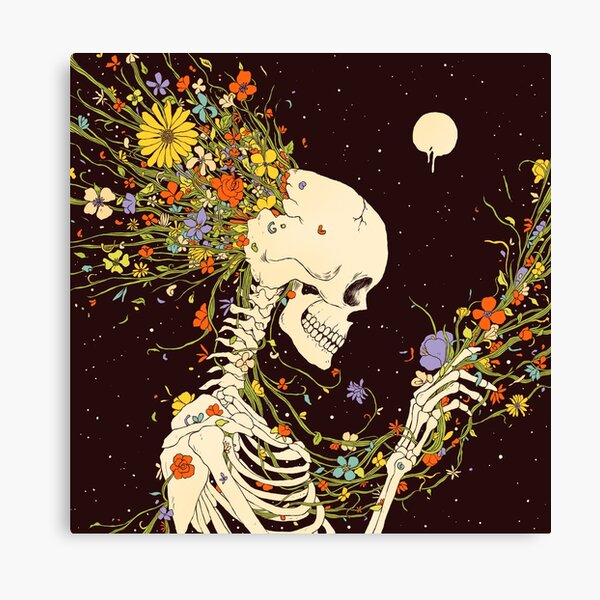 Garden Skull Canvas Print, Floral Skull Wall Art, Flower Skull Art Hom –  ikiiki Shop