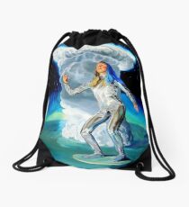 Space Woman Knows the Way Drawstring Bag