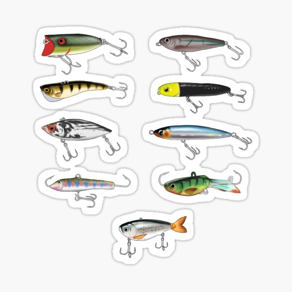 10 Fishing Lures 2 Sticker for Sale by aajfishing