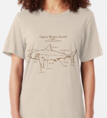 Great White Shark Illustration Slim Fit T-Shirt