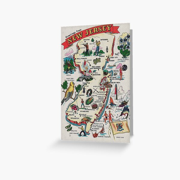 Item preview, Vintage Greetings From New Jersey Map designed and sold by fearcity.