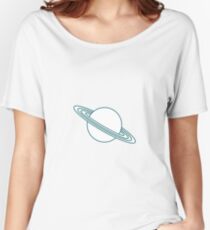 Vector icon planet Saturn with rings. Astronomy. Women's Relaxed Fit T-Shirt