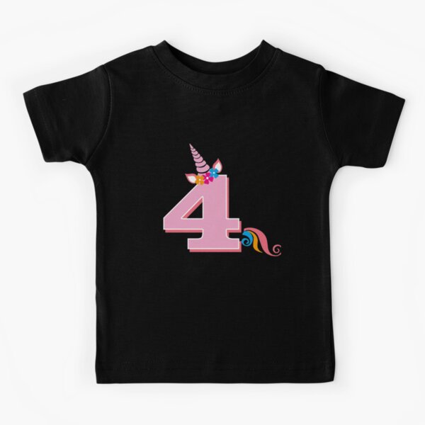 Maillot 4ème anniversaire enfants Licorne Fille 4 ans' T-shirt manches  longues premium Enfant