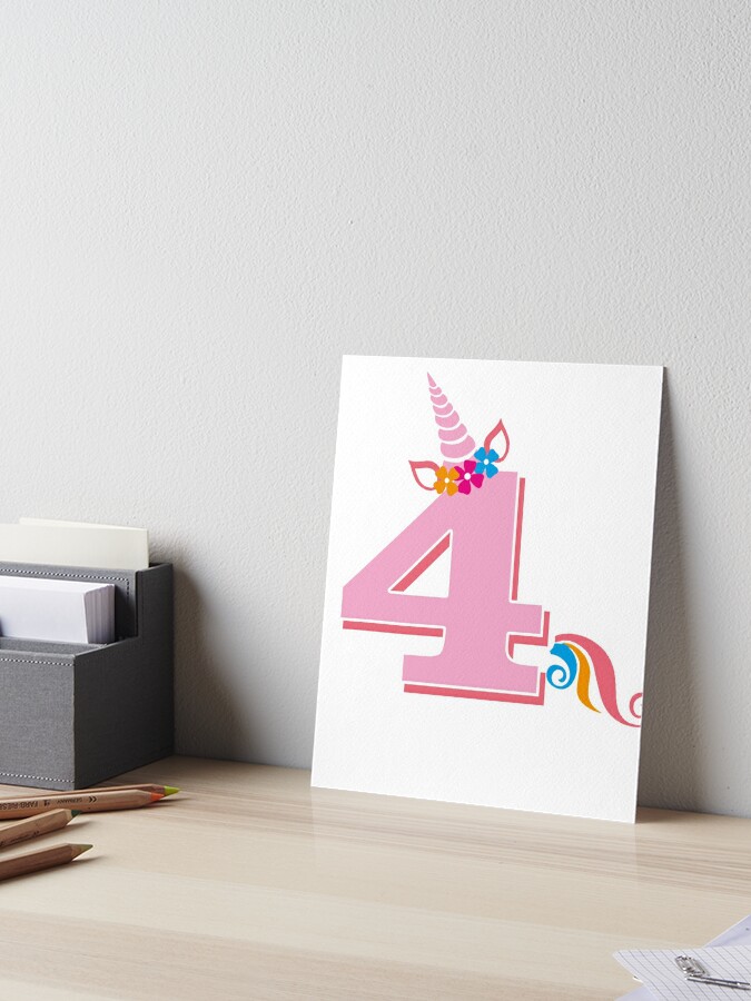 4 ans fille Licorne 4ème anniversaire' Autocollant