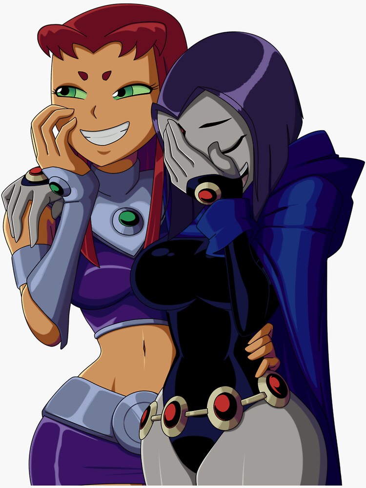 Teen Titans Star Fire And Raven Sticker By Hailkitty Redbubble