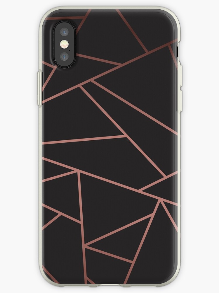Modern Mosaic Wallpaper In Rose Gold And Black Iphone Case By Thread Trouble